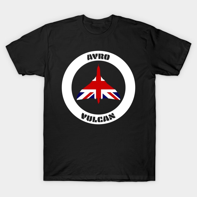 Avro Vulcan Bomber and Union Jack T-Shirt by BearCaveDesigns